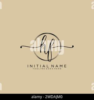HF Initial handwriting logo with circle Stock Vector