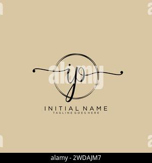 IP Initial handwriting logo with circle Stock Vector