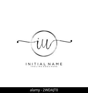 IU Initial handwriting logo with circle Stock Vector