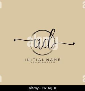 AD Initial handwriting logo with circle Stock Vector