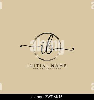 IB Initial handwriting logo with circle Stock Vector