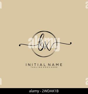 BX Initial handwriting logo with circle Stock Vector