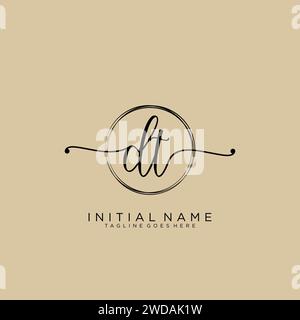 DT Initial handwriting logo with circle Stock Vector