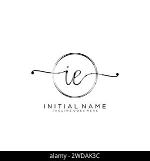 IE Initial handwriting logo with circle Stock Vector