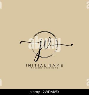 JV Initial handwriting logo with circle Stock Vector