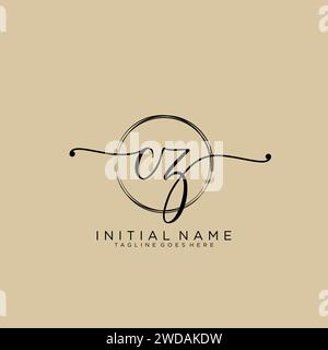 CZ Initial handwriting logo with circle Stock Vector