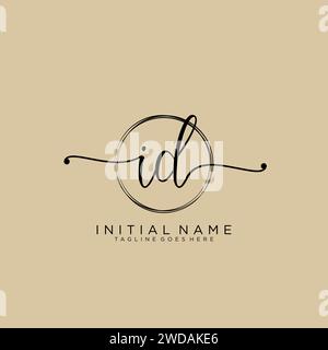ID Initial handwriting logo with circle Stock Vector