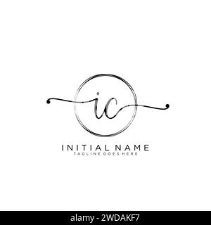 IC Initial handwriting logo with circle Stock Vector