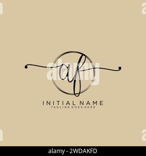 AF Initial handwriting logo with circle Stock Vector