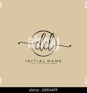 DD Initial handwriting logo with circle Stock Vector