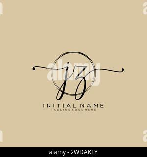 JZ Initial handwriting logo with circle Stock Vector