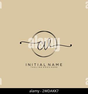 CV Initial handwriting logo with circle Stock Vector