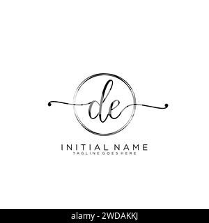 DE Initial handwriting logo with circle Stock Vector