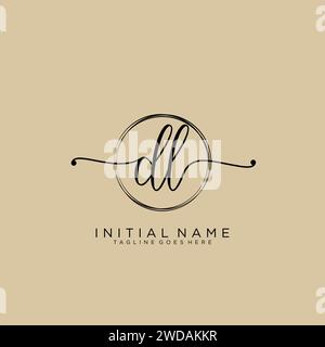 DL Initial handwriting logo with circle Stock Vector