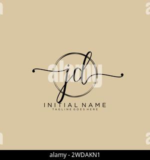 JD Initial handwriting logo with circle Stock Vector