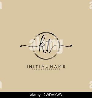 KT Initial handwriting logo with circle Stock Vector