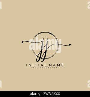 JJ Initial handwriting logo with circle Stock Vector