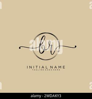 BR Initial handwriting logo with circle Stock Vector