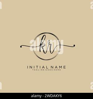 KR Initial handwriting logo with circle Stock Vector