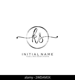 KS Initial handwriting logo with circle Stock Vector