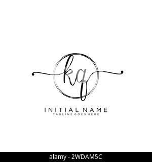 KQ Initial handwriting logo with circle Stock Vector