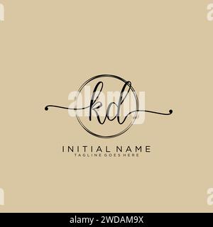 KD Initial handwriting logo with circle Stock Vector