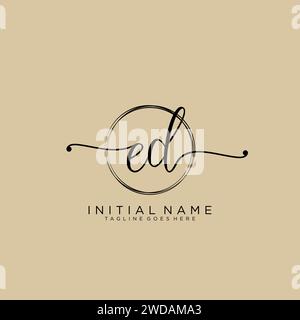 ED Initial handwriting logo with circle Stock Vector