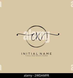 CX Initial handwriting logo with circle Stock Vector
