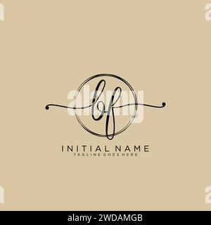 BF Initial handwriting logo with circle Stock Vector