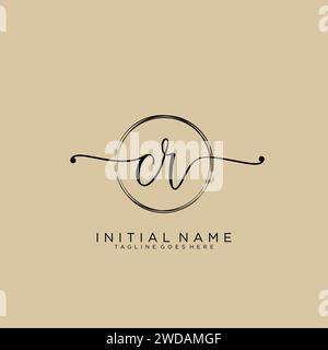 CR Initial handwriting logo with circle Stock Vector