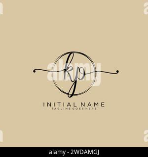 KP Initial handwriting logo with circle Stock Vector