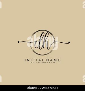 DH Initial handwriting logo with circle Stock Vector