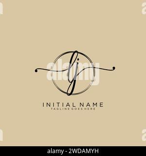 LJ Initial handwriting logo with circle Stock Vector