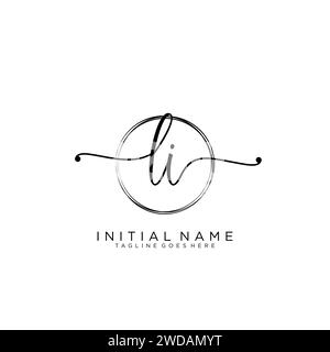LI Initial handwriting logo with circle Stock Vector