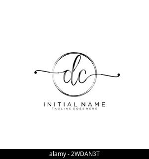 DC Initial handwriting logo with circle Stock Vector