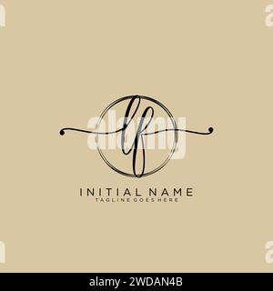 LF Initial handwriting logo with circle Stock Vector
