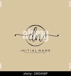 DN Initial handwriting logo with circle Stock Vector