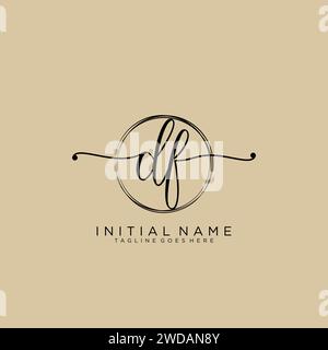 DF Initial handwriting logo with circle Stock Vector
