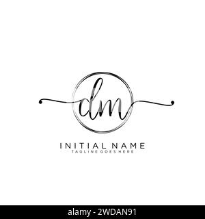 DM Initial handwriting logo with circle Stock Vector