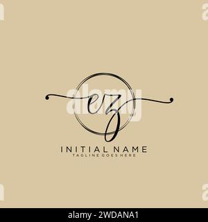EZ Initial handwriting logo with circle Stock Vector