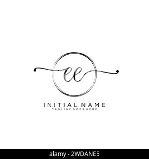 EE Initial handwriting logo with circle Stock Vector