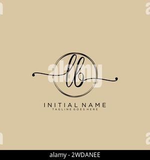 LB Initial handwriting logo with circle Stock Vector