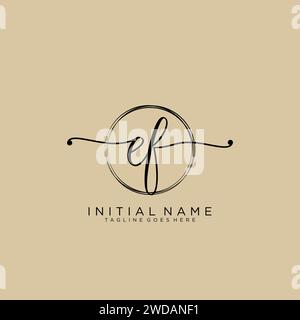 EF Initial handwriting logo with circle Stock Vector