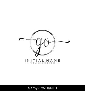 GO Initial handwriting logo with circle Stock Vector