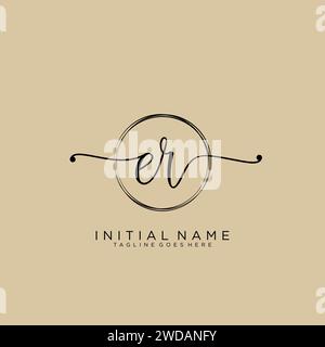ER Initial handwriting logo with circle Stock Vector