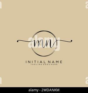 MN Initial handwriting logo with circle Stock Vector