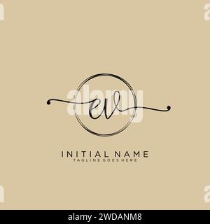EV Initial handwriting logo with circle Stock Vector