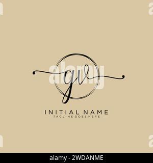 GV Initial handwriting logo with circle Stock Vector