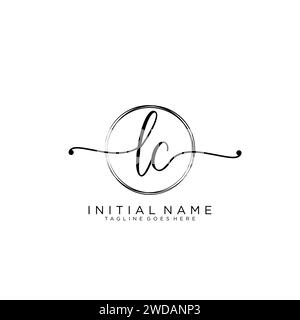 LC Initial handwriting logo with circle Stock Vector
