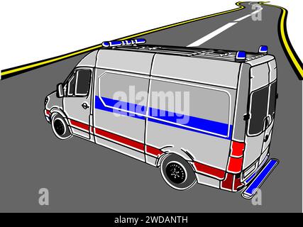 ambulance on road abstract vector illustration Stock Vector